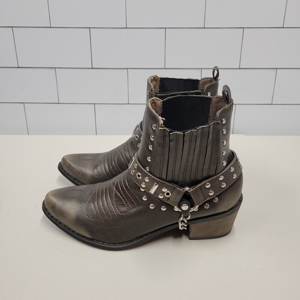 Coconuts by Matisse Womens 7.5 M Western Cowboy Boots Studded Harness Ankle